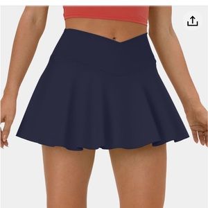 Cloudful® Air High Waisted Crossover 2-in-1 Side Pocket Flare Tennis Skirt
